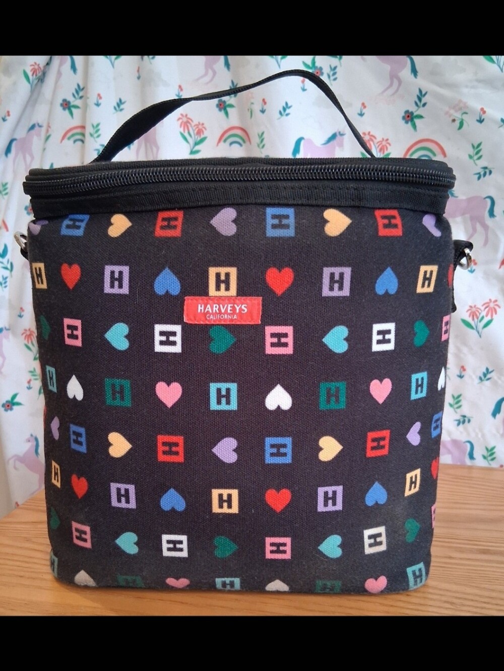 EUC Harveys Heart Print Snack & Go Cotton School Work Beach Lunch Box Bag
